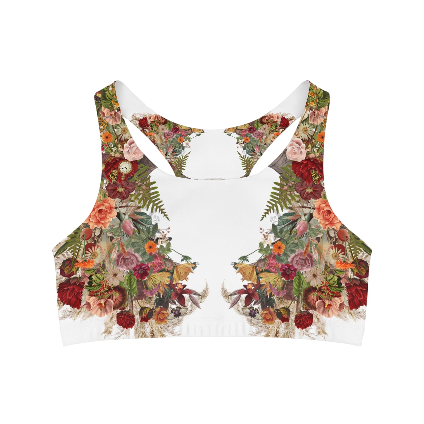 Moonchilds Tribe Rebirth Bloom - White Seamless Sports Bra (AOP)