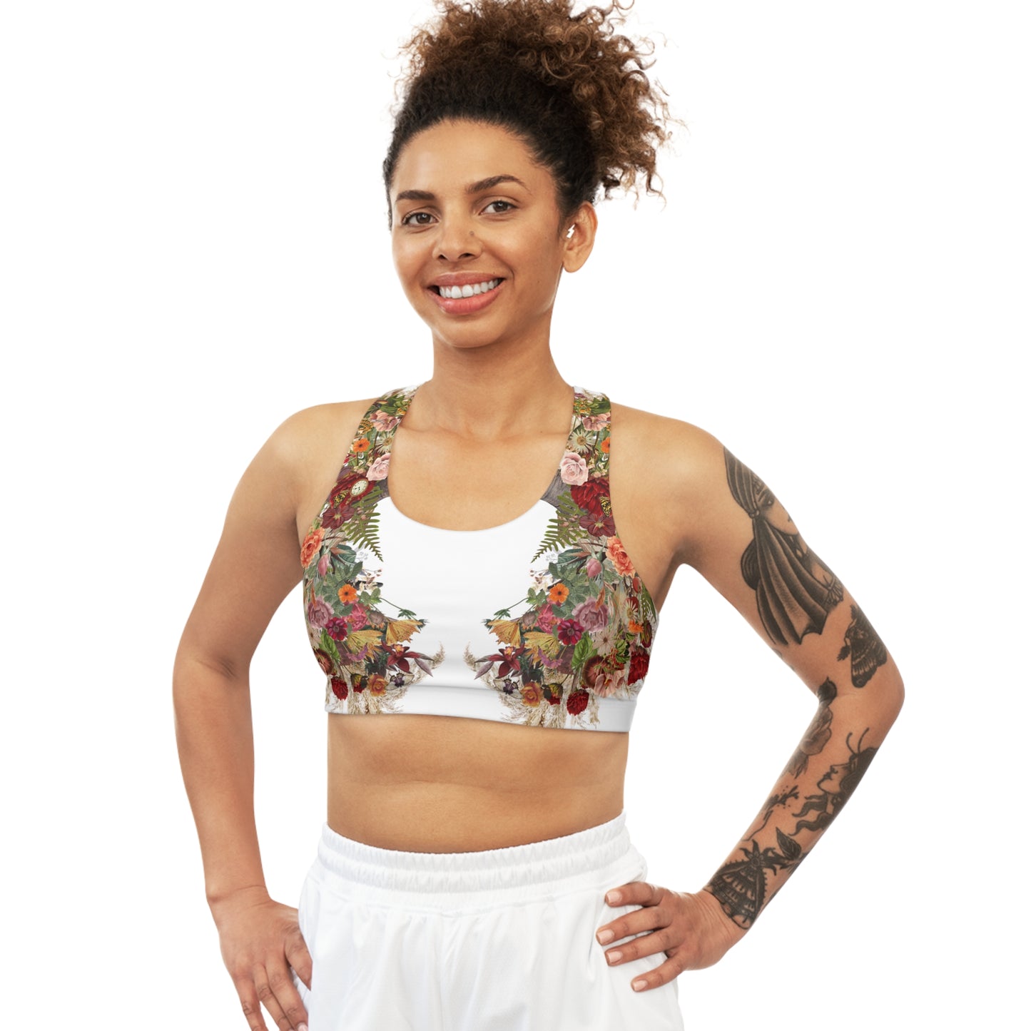 Moonchilds Tribe Rebirth Bloom - White Seamless Sports Bra (AOP)