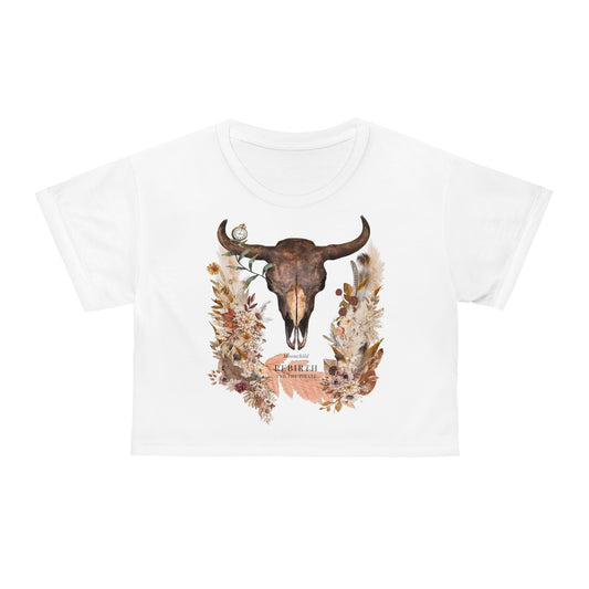 Moonchild Tribe ' Rebirth' Crop Tee - White